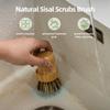 Bamboo Dish Brush Set Scrub Brushes for Cleaning Dishes Natural Dish Brush for Pan Bottle Pots Loofah Kitchen Sponge (5 PCS) view 4