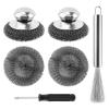 Steel Wool Scrubber Dish Brush with Handle, Deep Cleaning Metal Scrubber Set, Long-Handled Steel Wool Brush, for Cleaning Dishes, Cast Iron, Stock Pots, Pans, Griddles, Grills(Color:Silver) view 1