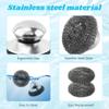 Steel Wool Scrubber Dish Brush with Handle, Deep Cleaning Metal Scrubber Set, Long-Handled Steel Wool Brush, for Cleaning Dishes, Cast Iron, Stock Pots, Pans, Griddles, Grills(Color:Silver) view 4