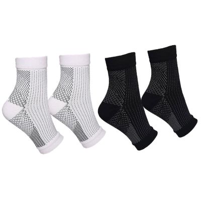 Ankle Compression Socks for Plantar Fasciitis,2 Pairs Neuropathy Breathable Anti-Slip Support Socks for Pain Relief Sports Arthritis Medical Grade Bamboo Sock for Men Women - S/M