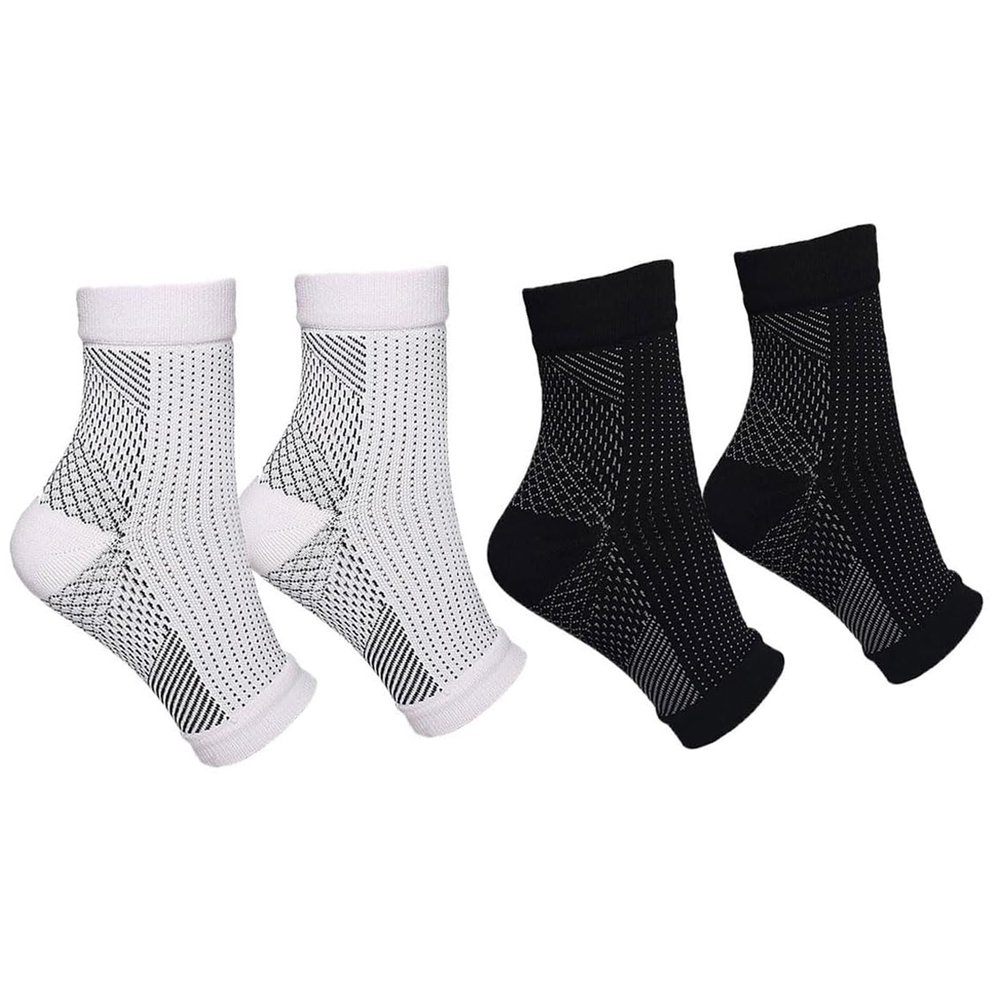 Ankle Compression Socks for Plantar Fasciitis,2 Pairs Neuropathy Breathable Anti-Slip Support Socks for Pain Relief Sports Arthritis Medical Grade Bamboo Sock for Men Women - S/M