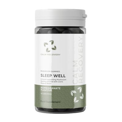 Calm Recovery Sleep Well Mushroom Gummies for Adults 60 Vegan Gummies (30 Servings), Herbal Sleep Aid with Mushroom Complex Natural Sleep Gummies & Sleep Aids for Adults