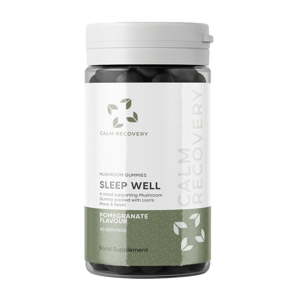 Calm Recovery Sleep Well Mushroom Gummies for Adults 60 Vegan Gummies (30 Servings), Herbal Sleep Aid with Mushroom Complex Natural Sleep Gummies & Sleep Aids for Adults