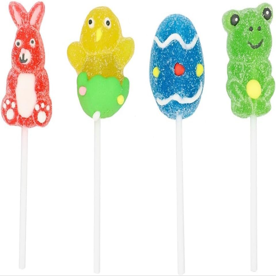 Canddy Reallms Spring Sugar coated fruit flavoured jelly lollipop Easter for Kids Spring-Themed Treats Bunny Egg 23g (8 Lollipops)