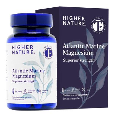 Higher Nature Atlantic Marine Magnesium Supplement 300mg - Natural Source - True Food Formula - High Strength Magnesium Supplements - Enhance Calm, Support Bone, Muscle, Sleep & Energy - 30 Capsules