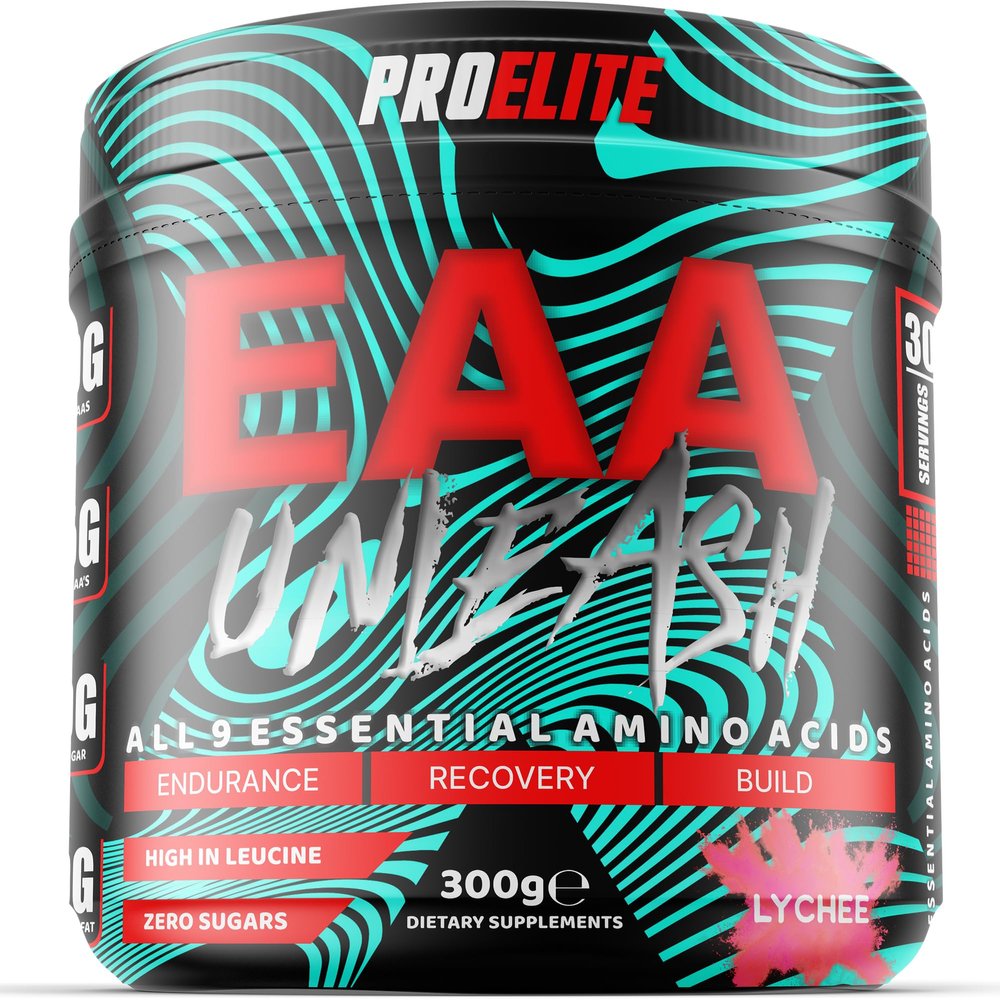 EAA Amino Acids Powder 300g | Lychee Flavour Vegan Essential Amino Acids with BCAA Blend | Full Spectrum Muscle Growth, Recovery & Hydration Supplement by PROELITE