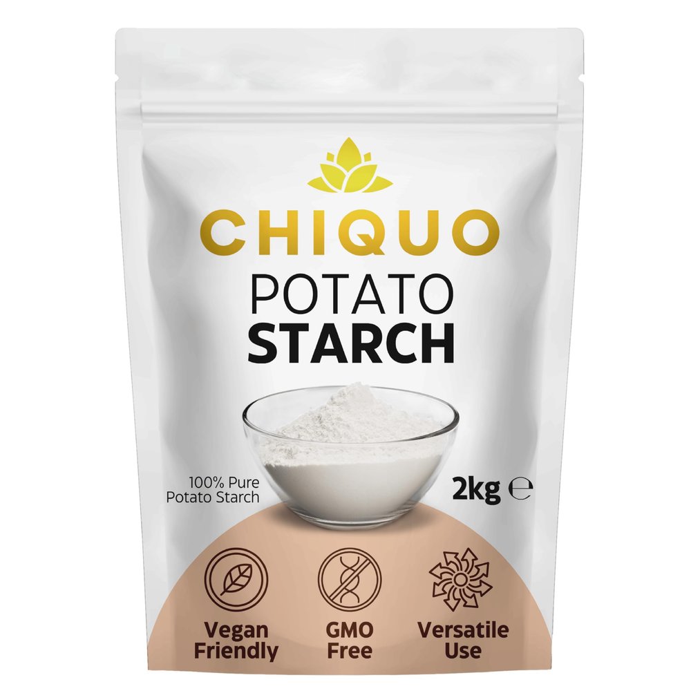 Chiquo Potato Starch - 2kg | Vegan Friendly & GMO Free | Premium Quality Thickening Agent for Sauces, Soups, and Baking | Resealable Pack for Freshness