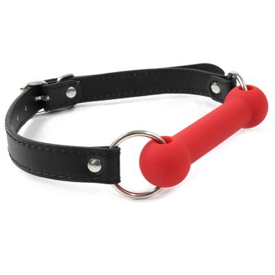 Breathable Silicone Bone Gag with Three-Dimensional Sponge Blindfold, Soft and Comfortable (Red, Gag)