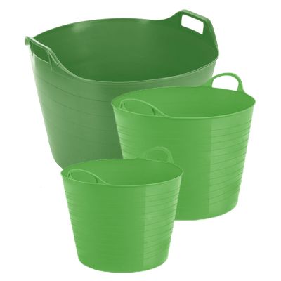 M1SS Combo of 3 Sizes 26L, 40L, 75L Lime Green Flexi Tub Flexible Plastic Storage Container Bucket Tub Trug Horse Feeder Flex Tub- MADE IN UK