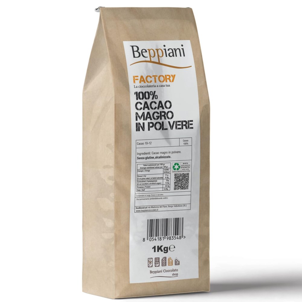 Beppiani Bitter Cocoa Powder - 1 kg - Professional Product - Packaged in Italy - Suitable for All Preparations