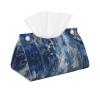 Abstract Blue Printed Leather Tissue Box Cover Long Cute Tissue Box Holder Decorative Organizer for Bathroom Bedroom Office Car view 1