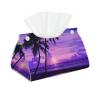 Palm Tree Beach Sunset Printed Leather Tissue Box Cover Long Cute Tissue Box Holder Decorative Organizer for Bathroom Bedroom Office Car view 1