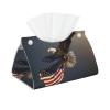 3D Bald Eagle Flying with Flag Printed Leather Tissue Box Cover Long Cute Tissue Box Holder Decorative Organizer for Bathroom Bedroom Office Car view 1