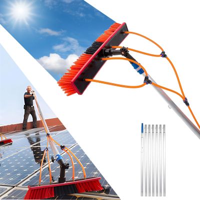 10m Water Fed Pole Kit for Window Cleaning with Extendable Telescopic Aluminum Pole and Solar Panel Brush
