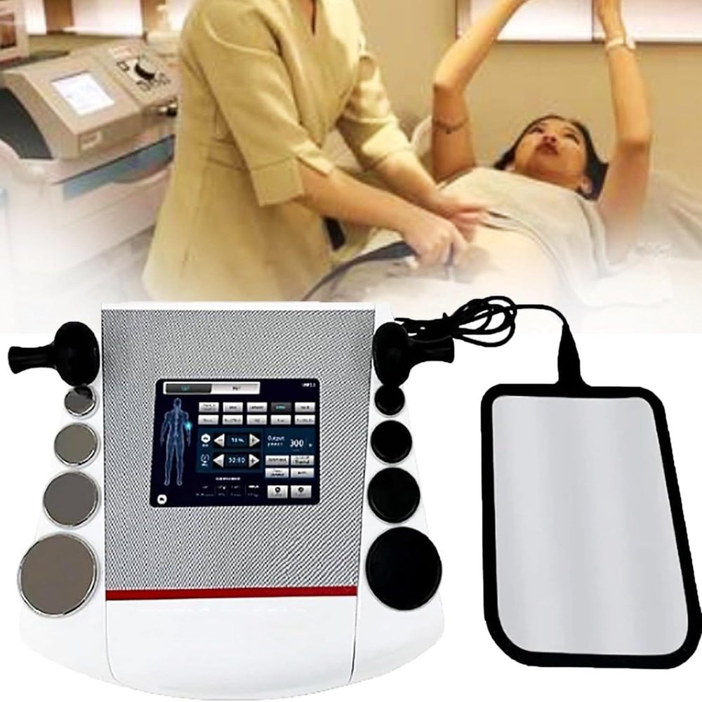448Khz Tecar Physical Therapy Machine Portable Body Rehabilitation Diathermy Physical Therapy Capacitive & Resistive Energy Transfer Deep Heating Machine with 8 Massage Heads
