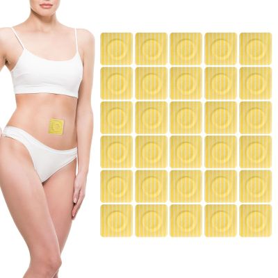 30pcs Castor Oil Pack Wrap for Belly Button, 2.36x2.36in Disposable Self-Adhesive Wrap Pack Pads Stripe Highly Absorbent Organic Cotton Castor Compress Patches No Wash (Oil Not Included)
