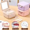 SQOYEI Portable Denture Cups for Soaking Dentures Drain Basket Cleaning Brush, Denture Bath Case Hotel Retainer Bath Universal Leak Proof(Pink) view 4