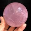 NHDVDVAV Natural Pink Rose Quartz Crystal Spheres Magic Healing Ball Ornament with Wood Stand for Meditation, Scrying,Decoration,Feng Shui Stone,8~8.5cm view 3