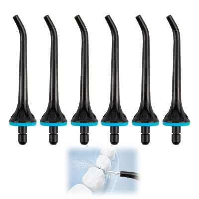 6-Pack Flosser Replacement Tips for Hangsun, Nicwell, COSLUS, Mospro, Zerhunt, Oral Irrigator Jet Tips, Black ABS Jet Tips with Leak-Proof Rubber Sealing, Ideal for Dental Care & Gum Health