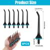 6-Pack Flosser Replacement Tips for Hangsun, Nicwell, COSLUS, Mospro, Zerhunt, Oral Irrigator Jet Tips, Black ABS Jet Tips with Leak-Proof Rubber Sealing, Ideal for Dental Care & Gum Health view 3