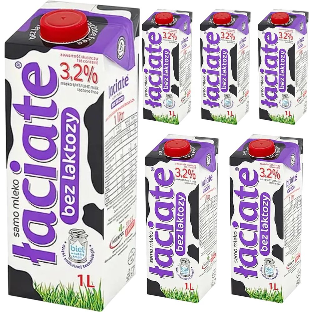 Lacciate Milk Lactose Free 3.2% Fat UHT Milk 1000 Mililiter x 6 Boxes