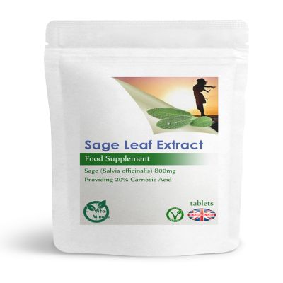 100 x Sage Leaf Extract 800mg Tablets - Women Health, Menopause Hormonal Balance, Carnosic Acid