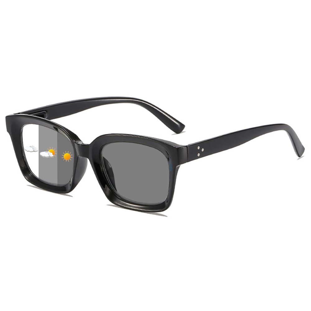 Lanomi Fashion Rectangle Blue Light Blocking Glasses with Photochromic Grey Lens Women Mens Colorful Frame Eyeglasses Sun Eyewear Black Frame Glasses 0