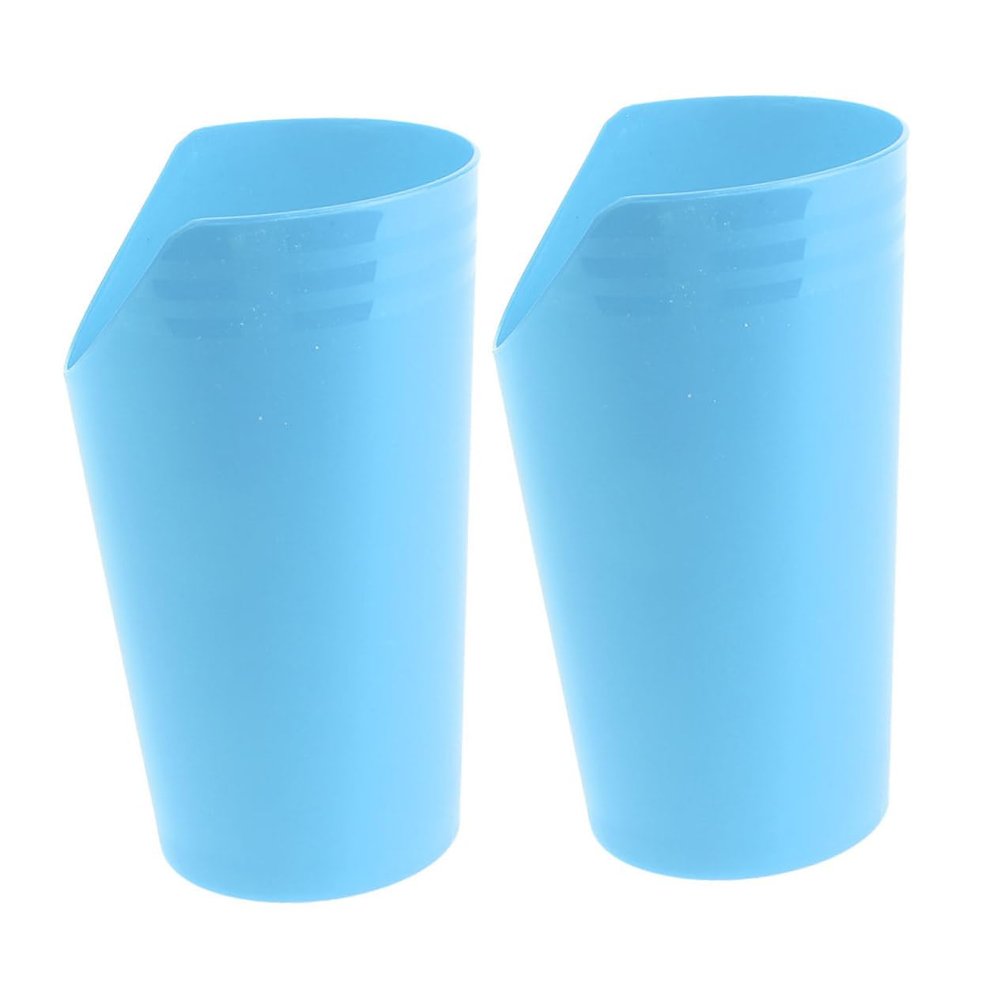 SKISUNO 2pcs Adult Feeding Cup with Angled Design for Elderly Care and Bedridden Patients, 237ml Plastic Spill-Proof Drinking Cups Minimizing Discomfort, for Disabled Adults and Patient