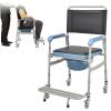 LSRFXF Toilet Shower Chair Portable Height Adjustable, Folding Toilet Stool with Removable Pot, Mobile Bedside Commodes Wheelchair for Elderly Pregnant Adult, 150kg Weight Capacity view 1