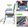 LSRFXF Toilet Shower Chair Portable Height Adjustable, Folding Toilet Stool with Removable Pot, Mobile Bedside Commodes Wheelchair for Elderly Pregnant Adult, 150kg Weight Capacity view 3