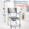 LSRFXF Toilet Shower Chair Portable Height Adjustable, Folding Toilet Stool with Removable Pot, Mobile Bedside Commodes Wheelchair for Elderly Pregnant Adult, 150kg Weight Capacity view 4