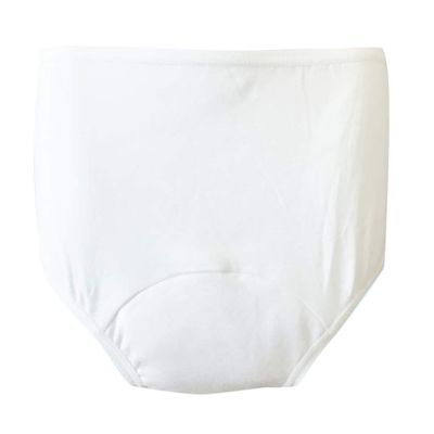 Washable Absorbency Incontinence Aid Cotton Underwear Briefs for Women M White