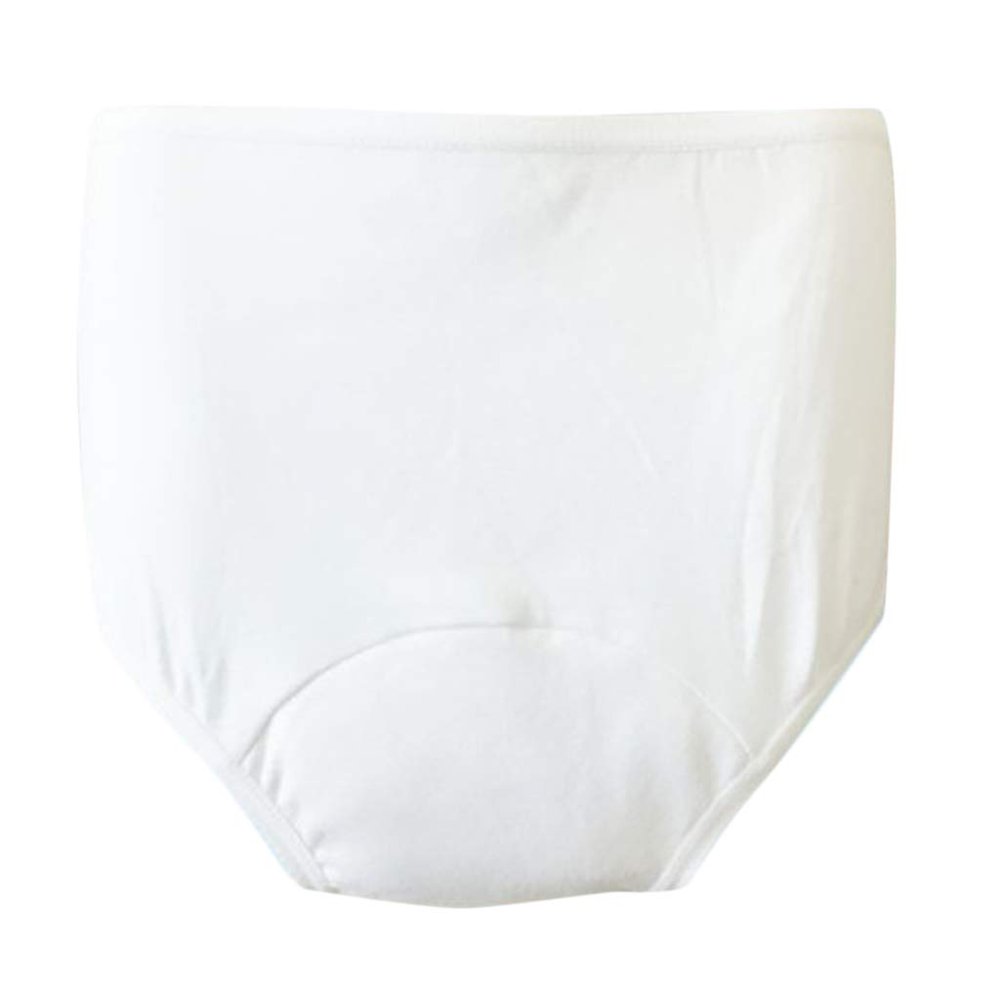 Washable Absorbency Incontinence Aid Cotton Underwear Briefs for Women M White