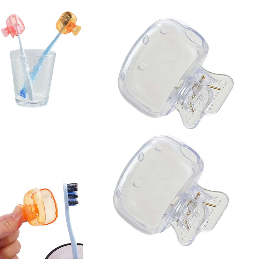 2 Pcs Toothbrush Covers Head Cap, Plastic Toothbrush Head Cover Toothbrush Cover for Traveling, Toothbrush Case Toothbrush Protector Electric Toothbrush Head Cover Toothbrush Cap (Clear)