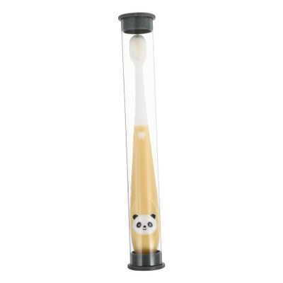 GOOHOCHY Kids Manual Toothbrush with Non-Slip Handle and Supple Bristles for Gentle Teeth Cleaning, Includes Storage Bucket, Yellow Cartoon Design Suitable for Children Aged 2-12