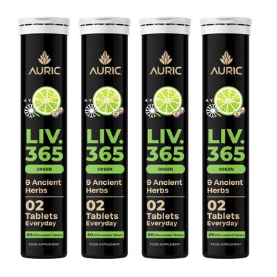 Auric Liver Detox effervescent 80 Tablets Supports Overall Wellbeing and Normal Body Functions | Made with Premium Herbal extracts | Drop - Fizz - Drink