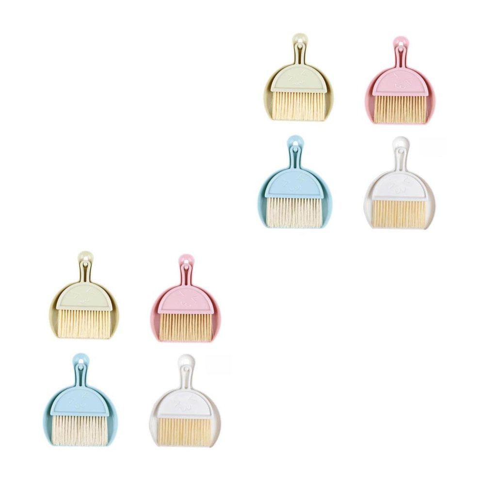 Healeved 8sets Small Broom Set Multi-Function Dustpan Portable Dust Pan and Desktop Broom for Indoor Cleaning Soft Bristle Sweeping Brush