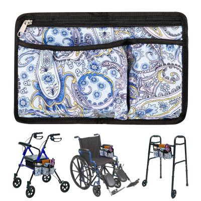 Wheelchair Side Bag with Cup Holder, Stretchable Walker and Wheelchair Pouch, Water-Resistant Hand-Free Carry Pouch Storage Bag for Universal Wheelchairs Rollator Walker Accessories