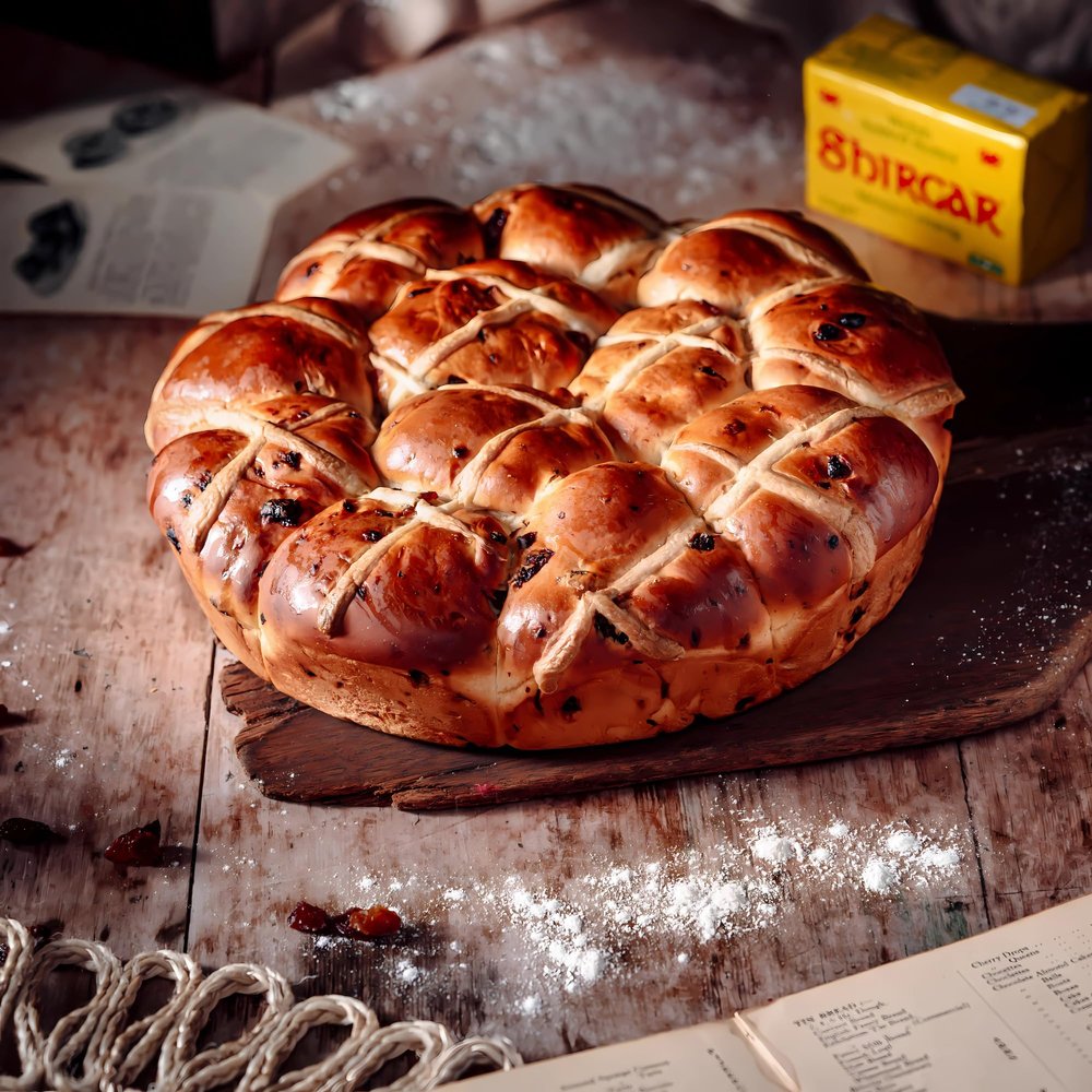 Wilfreds Luxury Hot Cross Buns 12 Pack Tear & Share Easter Bakery Treat, Freshly Baked with Warming Spices & Fruit, Vegetarian Friendly, Ideal for Easter Celebrations, Gifting & Sharing