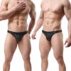 RUMAOZIA Wetlook Underwear Men's String Thong Men Shiny Thong Metallic Low T Back Sexy Jockstrap with Bulge Bag Under Panties Bikini Underwear for Club Wear, O Black, L view 2