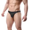 RUMAOZIA Wetlook Underwear Men's String Thong Men Shiny Thong Metallic Low T Back Sexy Jockstrap with Bulge Bag Under Panties Bikini Underwear for Club Wear, O Black, L view 3