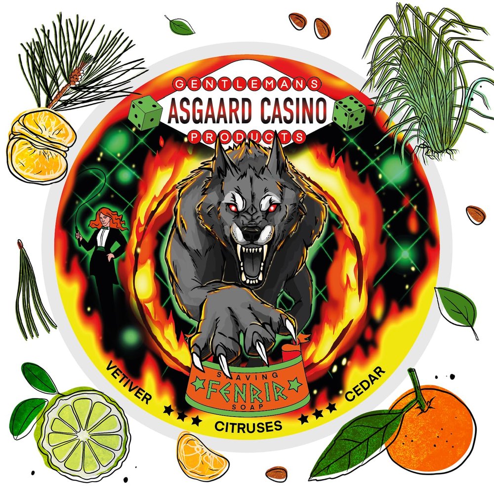 "FENRIR" (ASGAARD CASINO) VEGAN ARTISAN SHAVING SOAP - Made in UK - Vetiver, Citrus & Cedar - 7 Natural Butters - ALL NATURAL INGREDIENTS - 100g