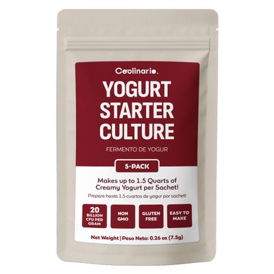 Coolinario Yoghurt Starter Culture (5-Pack, 1.5g Sachets) Live Cultures with Probiotics | Creamy, Thick & Delicious | Regular or Greek Yogurt | Non-GMO, No Preservatives, Gluten Free