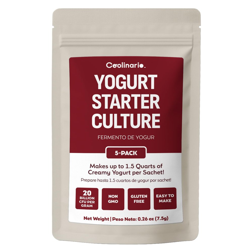 Coolinario Yoghurt Starter Culture (5-Pack, 1.5g Sachets) Live Cultures with Probiotics | Creamy, Thick & Delicious | Regular or Greek Yogurt | Non-GMO, No Preservatives, Gluten Free