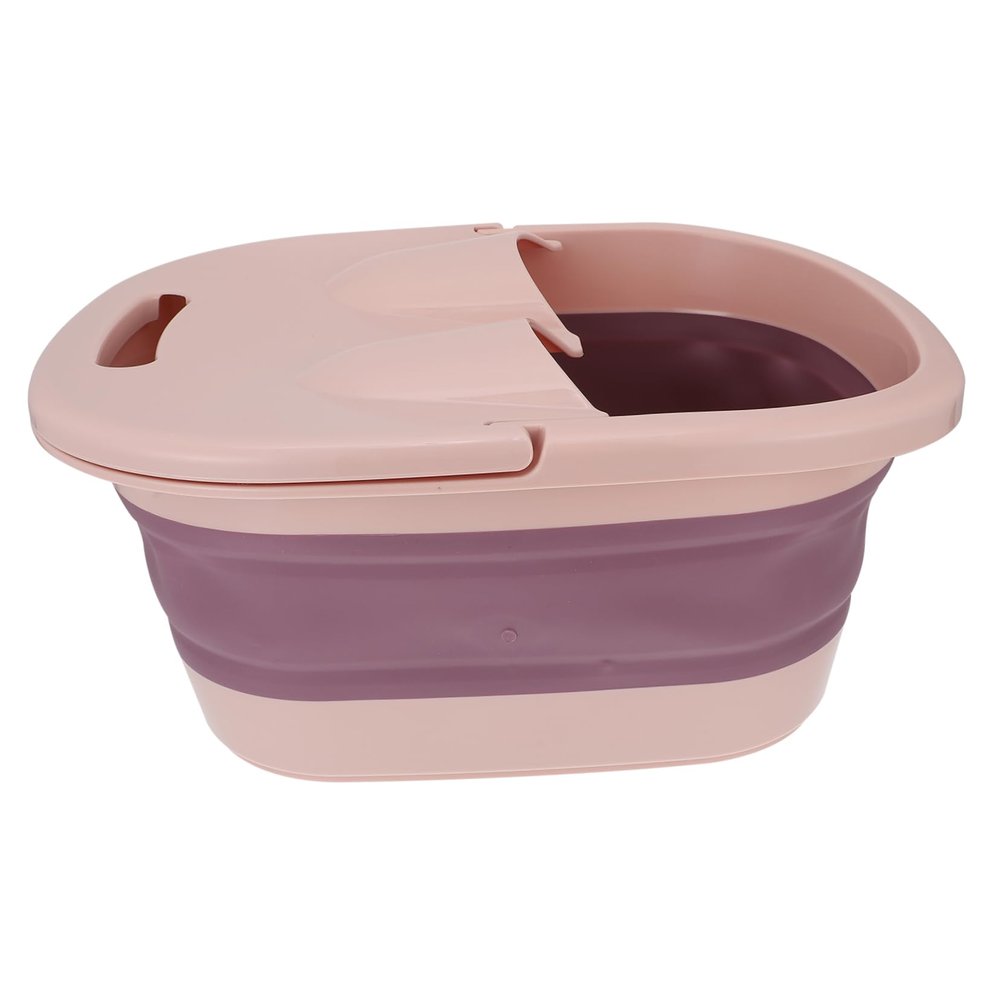 HAPINARY Portable Pink Foldable Foot Soak Bucket Plastic Basin for Home Use with Stable and Strong Design for Outdoor and Foot Massage Shops Relaxing Bath