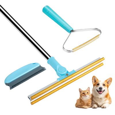 Carpet Rake for Pet Hair Removal, Pet Hair Removal Tool Set of 3, 56 Long Handle Carpet Pet Hair Removal Carpet Scraper Dog Cat Hair Remover for Sofa, Couch, Car, Rug