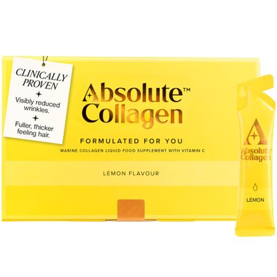 Absolute Collagen Marine Liquid Collagen Supplement for Women | New Lemon Flavour, Supports Hair, Nail & Skin Health, 8000mg of Hydrolysed Collagen per Sachet, Vitamin C | 14 Sachets