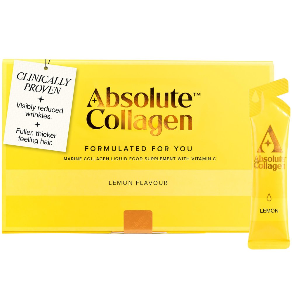 Absolute Collagen Marine Liquid Collagen Supplement for Women | New Lemon Flavour, Supports Hair, Nail & Skin Health, 8000mg of Hydrolysed Collagen per Sachet, Vitamin C | 14 Sachets