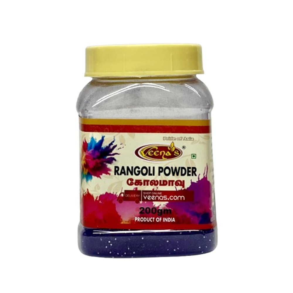 Veena's Rangoli Powder Ink Blue 200g Smooth Texture Easy to Use Perfect for Festivals, Celebrations Home Decor and Traditional Indian Rangoli Art Pack of 1