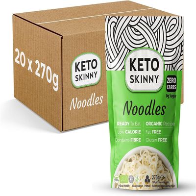 Keto Skinny Shirataki Konjac Noodles 270g (Pack of 20) Organic Konjac Flour, Zero Sugar, Low Carb, Low Calorie, Fibre & Protein, Gluten Free, Vegan, Keto & Paleo Friendly, Ready to Eat Noodle